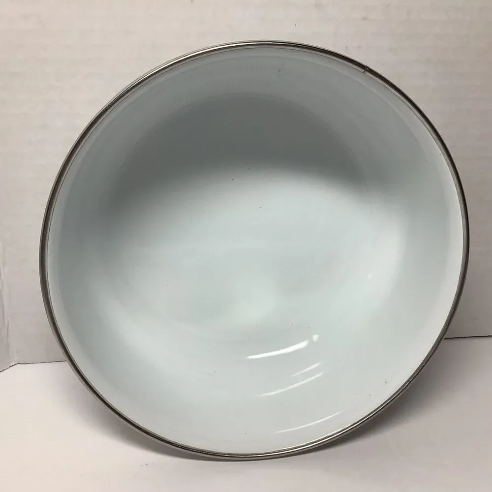 Enamelware Metal Interpur Bowl Vintage Tulip Pattern kitchen collectible